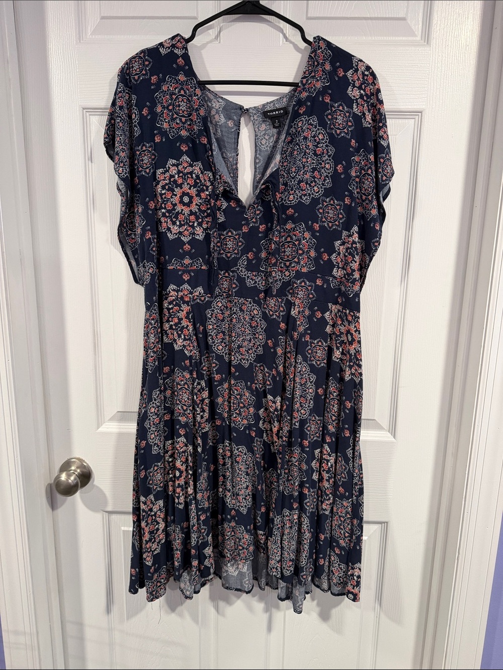 torrid Navy Medallion Short Sleeve Swing Dress
